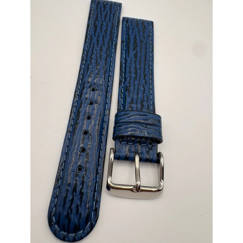 Vintage Citizen Blue Shark-Grain Embossed Leather Watch Strap 20mm INOX Buckle